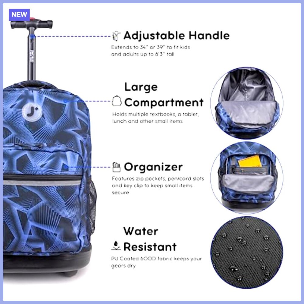 Rolling Backpack With Wheels, Convertible, Water … - image 6